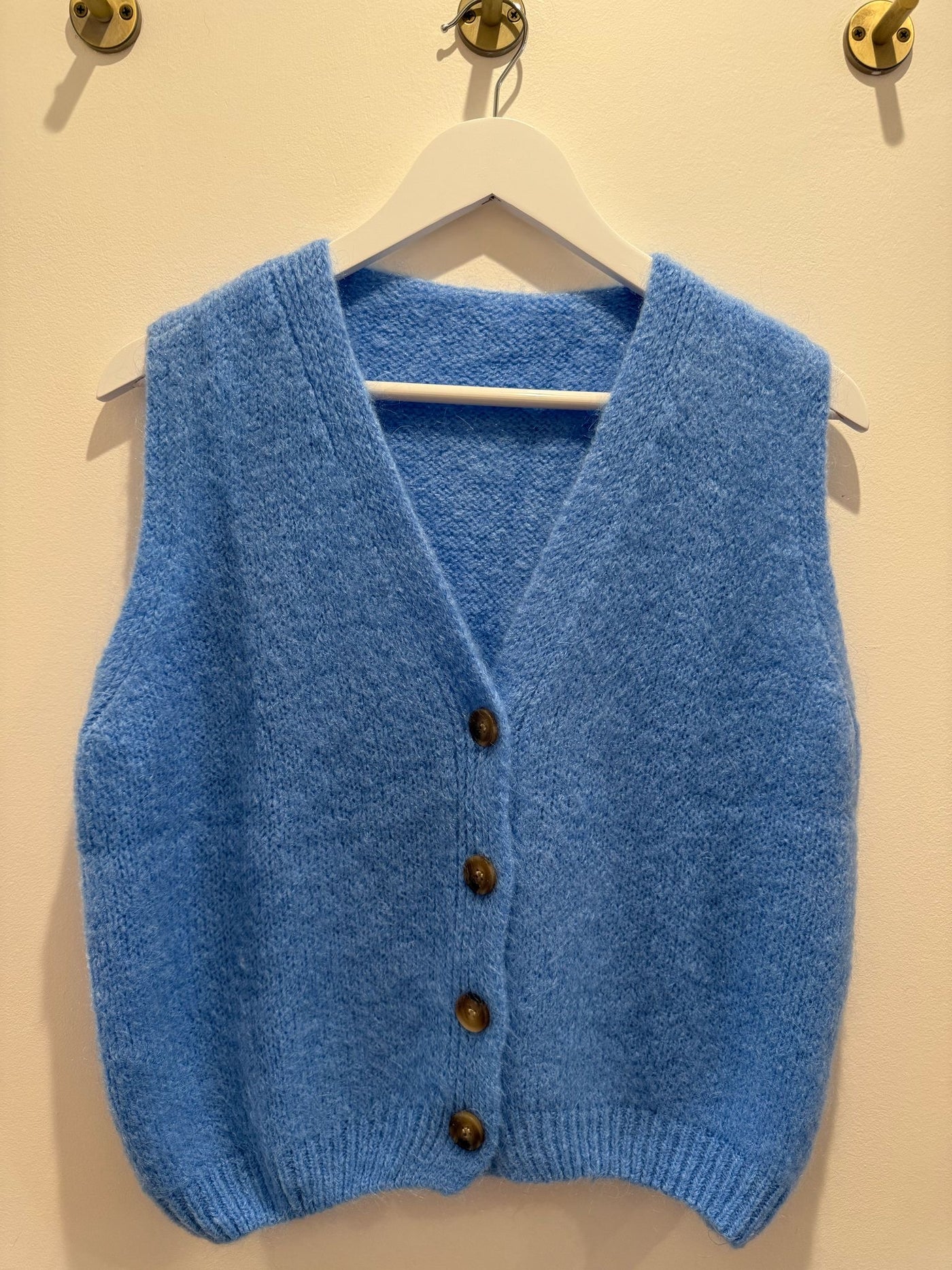 Mohair Button Vest - Sky Blue