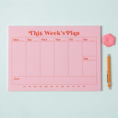 A4 Weekly Planner Pad | Pink & Red