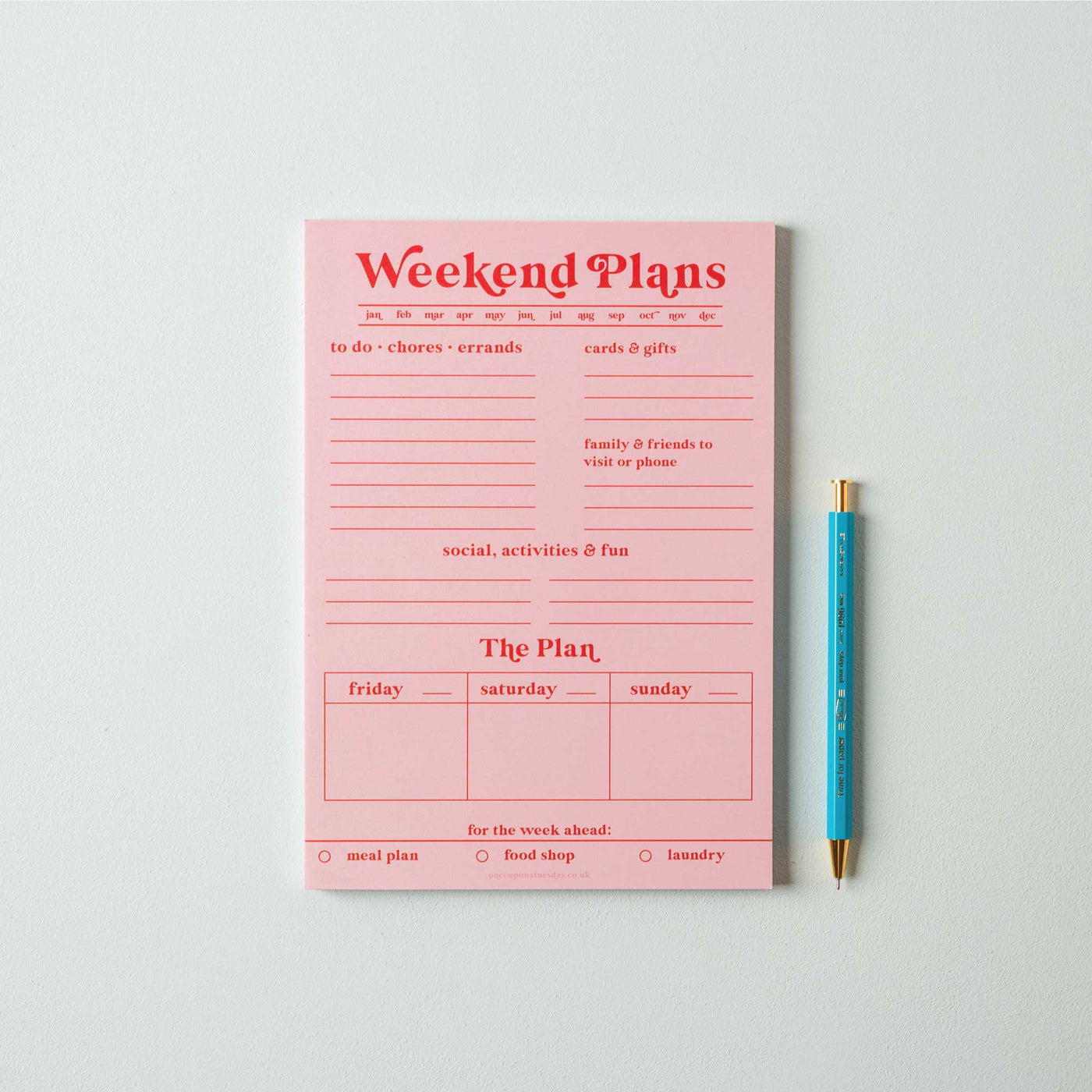 Weekend Planner Pad A5 | Pink & Red