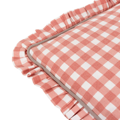 Maude Gingham Reversible Piped Cushion Rose 45 x 45cm