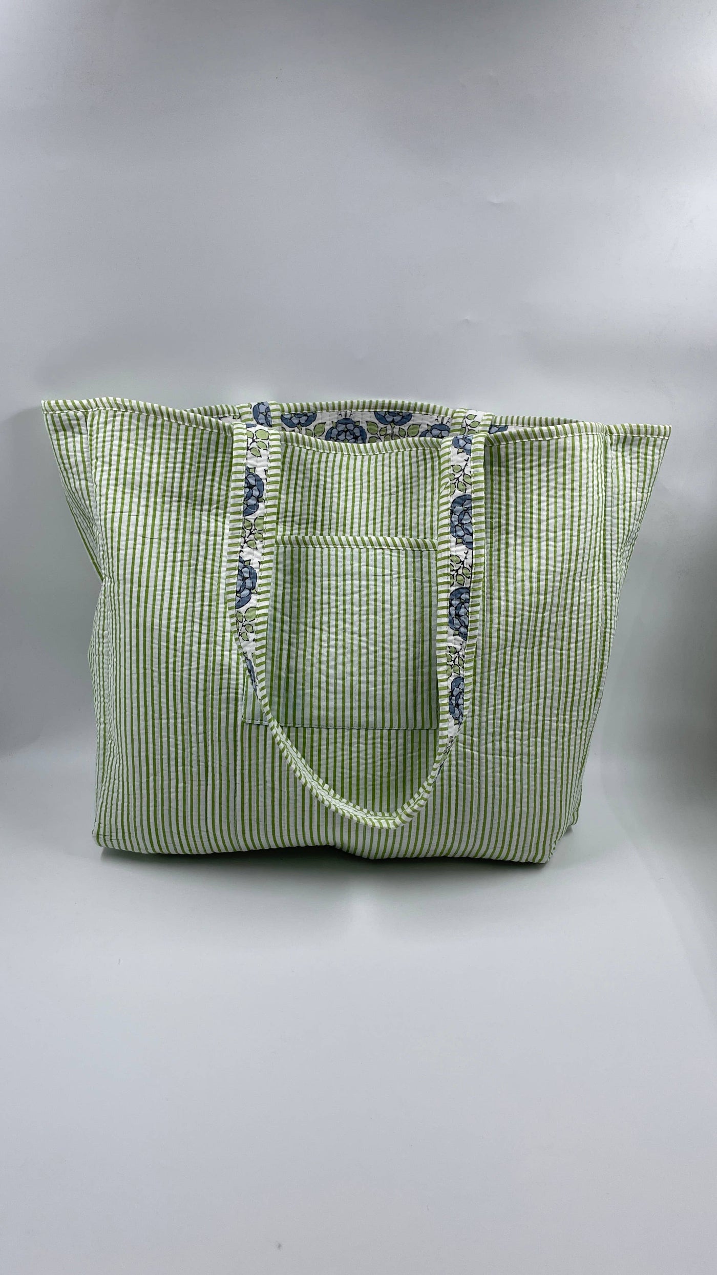 100% Cotton Kantha Quilted Boho Floral Reversible Tote Bag