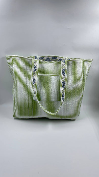 100% Cotton Kantha Quilted Boho Floral Reversible Tote Bag