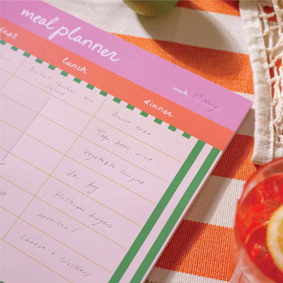 A4 Weekly Meal Planner Pad | Cabana Stripe