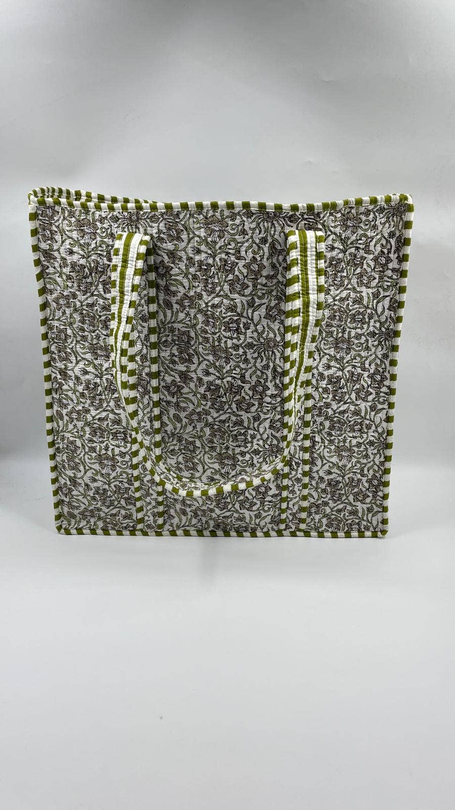 100% Cotton Kantha Quilted Boho Floral Reversible Tote Bag