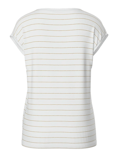 PcBillo Shirt Lurex White/Gold Wide Stripe
