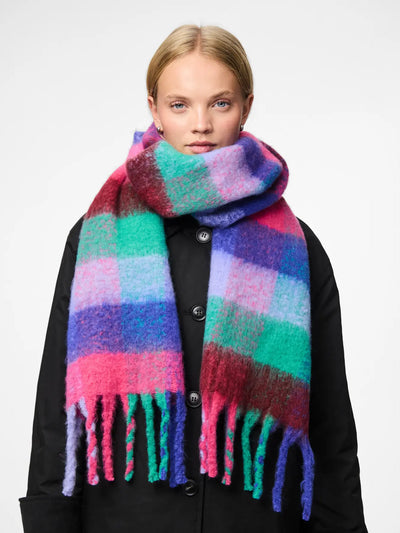 PcJanilla Long Scarf Bluing Check