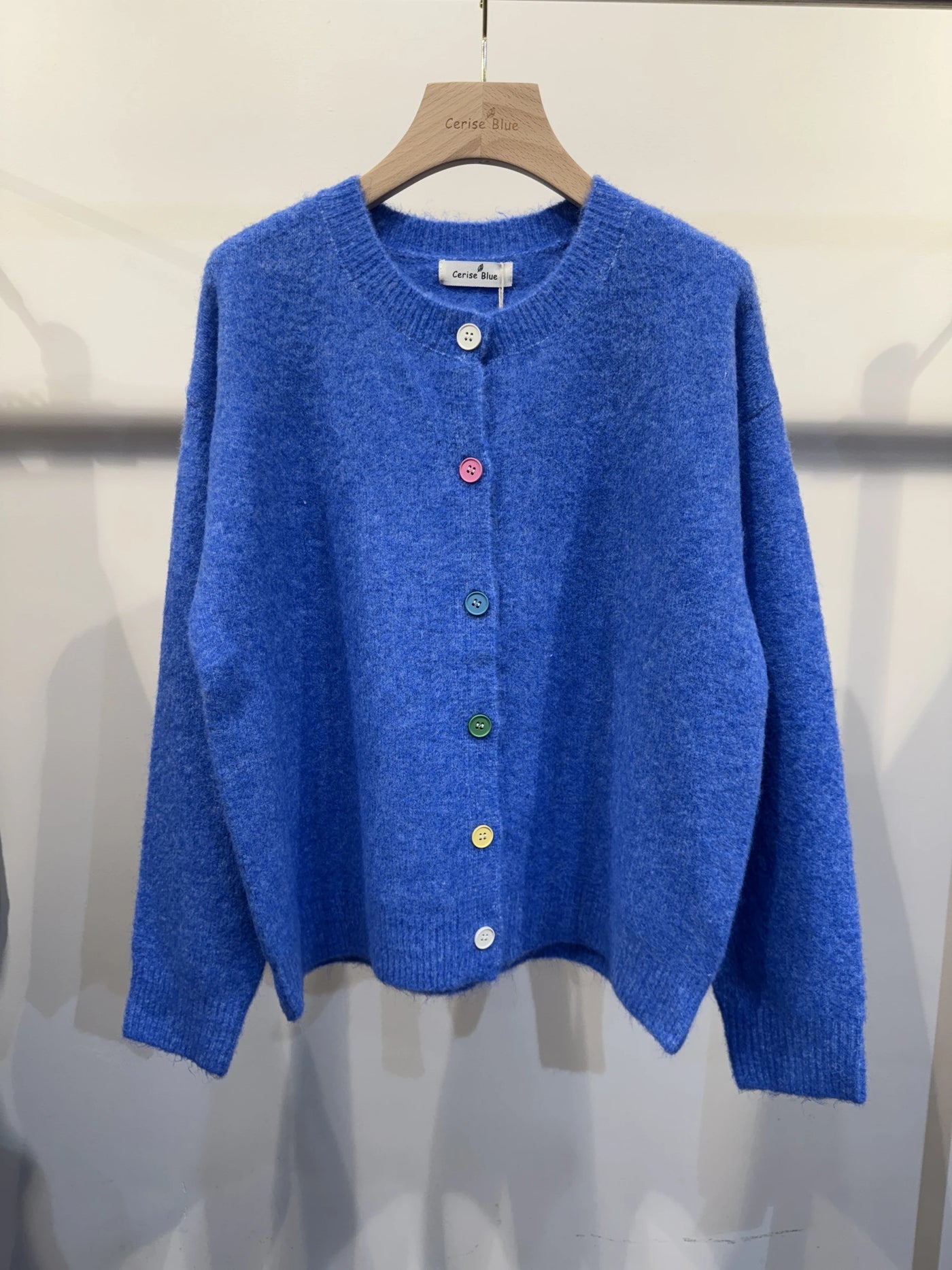 Multi Colour Button Blue Cardigan