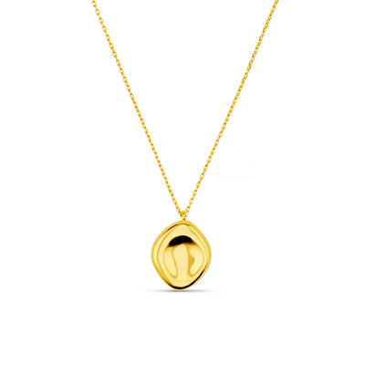 Polished Organic Oval Charm Necklace - Gold