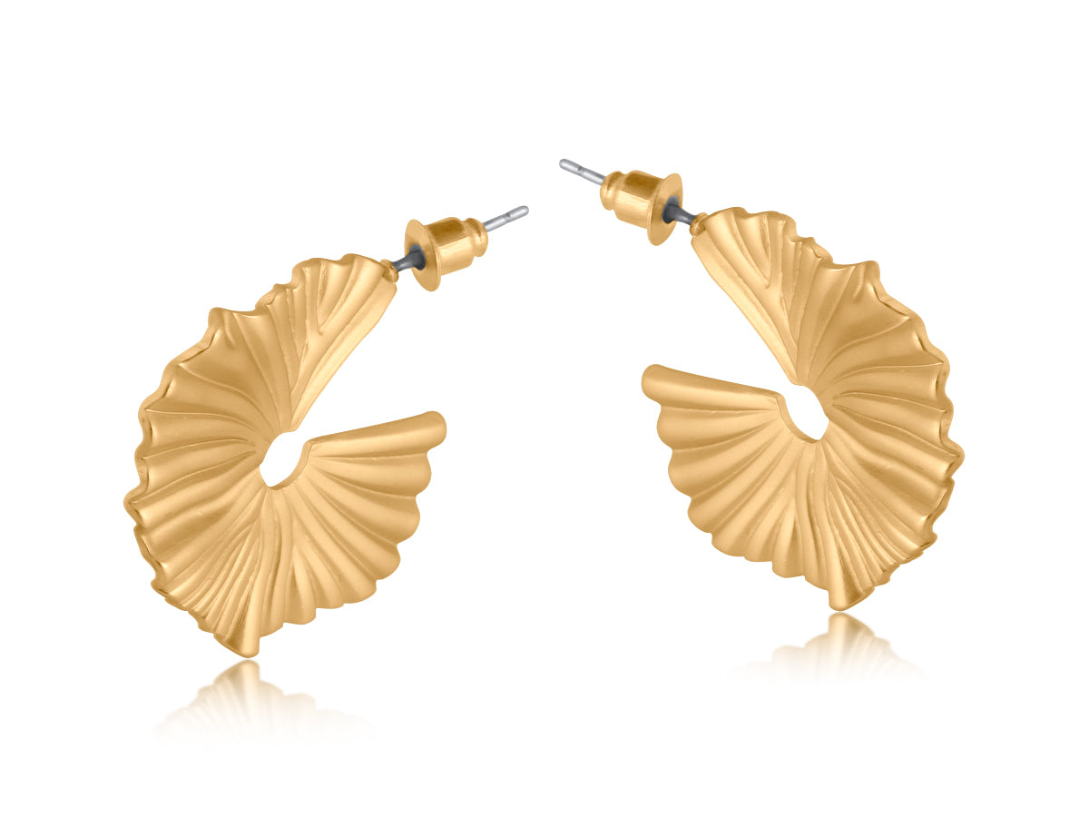 Gold Julia Gynko Leaf Hoop Earrings