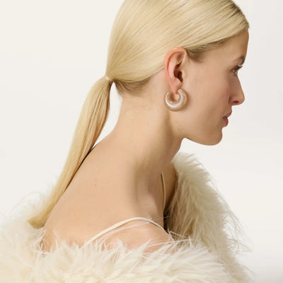 Moon Earring Biancone Marble