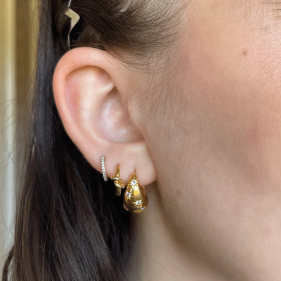 Tapered Crystal Starburst Hoop Earrings (medium)