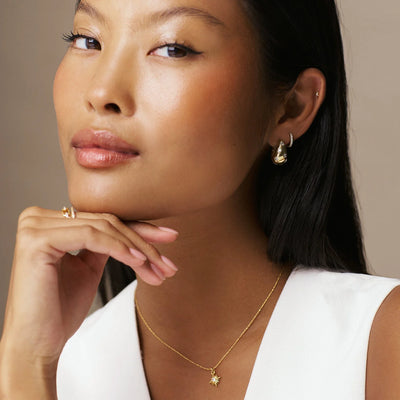 Tapered Crystal Starburst Hoop Earrings (medium)