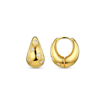 Tapered Crystal Starburst Hoop Earrings (medium)