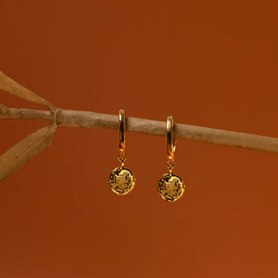 Molten Coin Huggie Hoop Earrings 31306