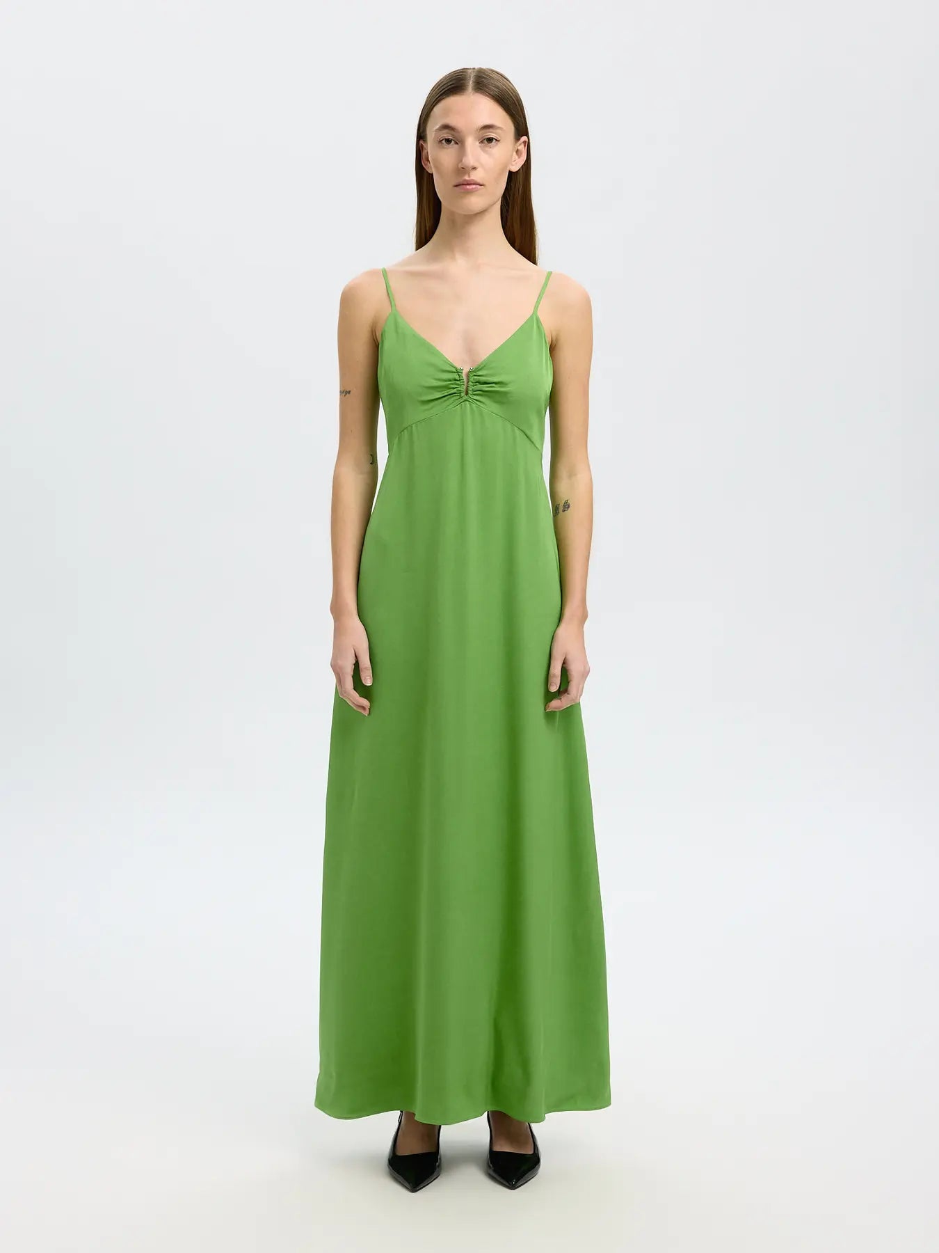 SlfLaurina Strap Dress Spindle Tree Green