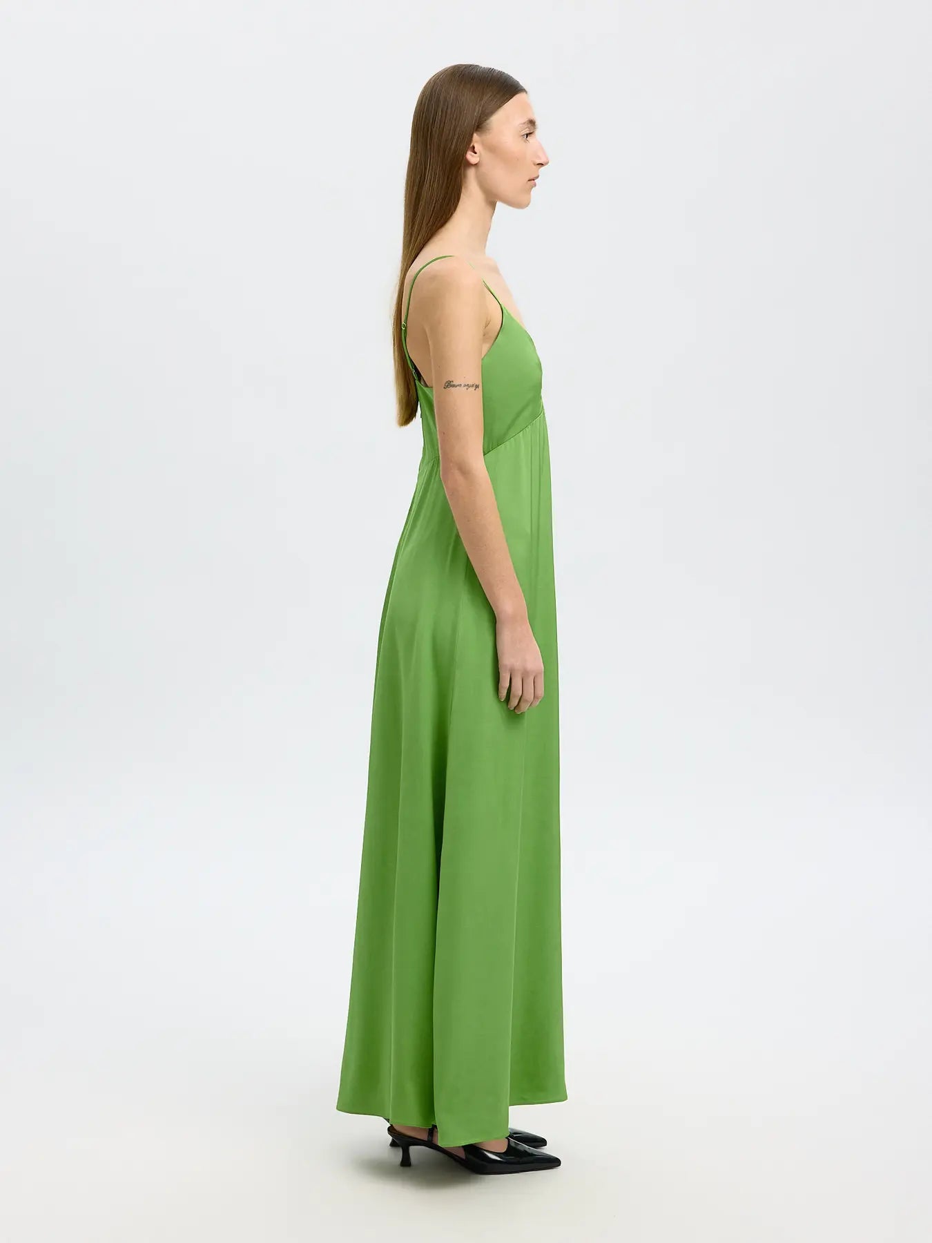 SlfLaurina Strap Dress Spindle Tree Green
