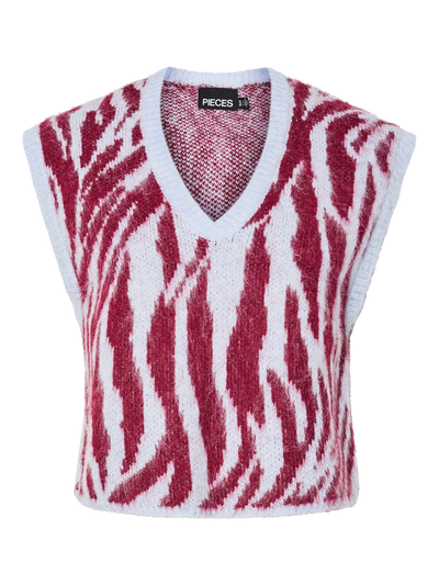 PcMynthe Knit Vest Beet Red/Blue