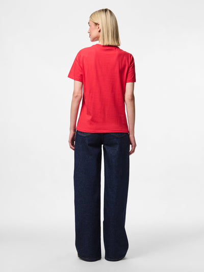 PcRia SS Solid Tee Lollipop Red