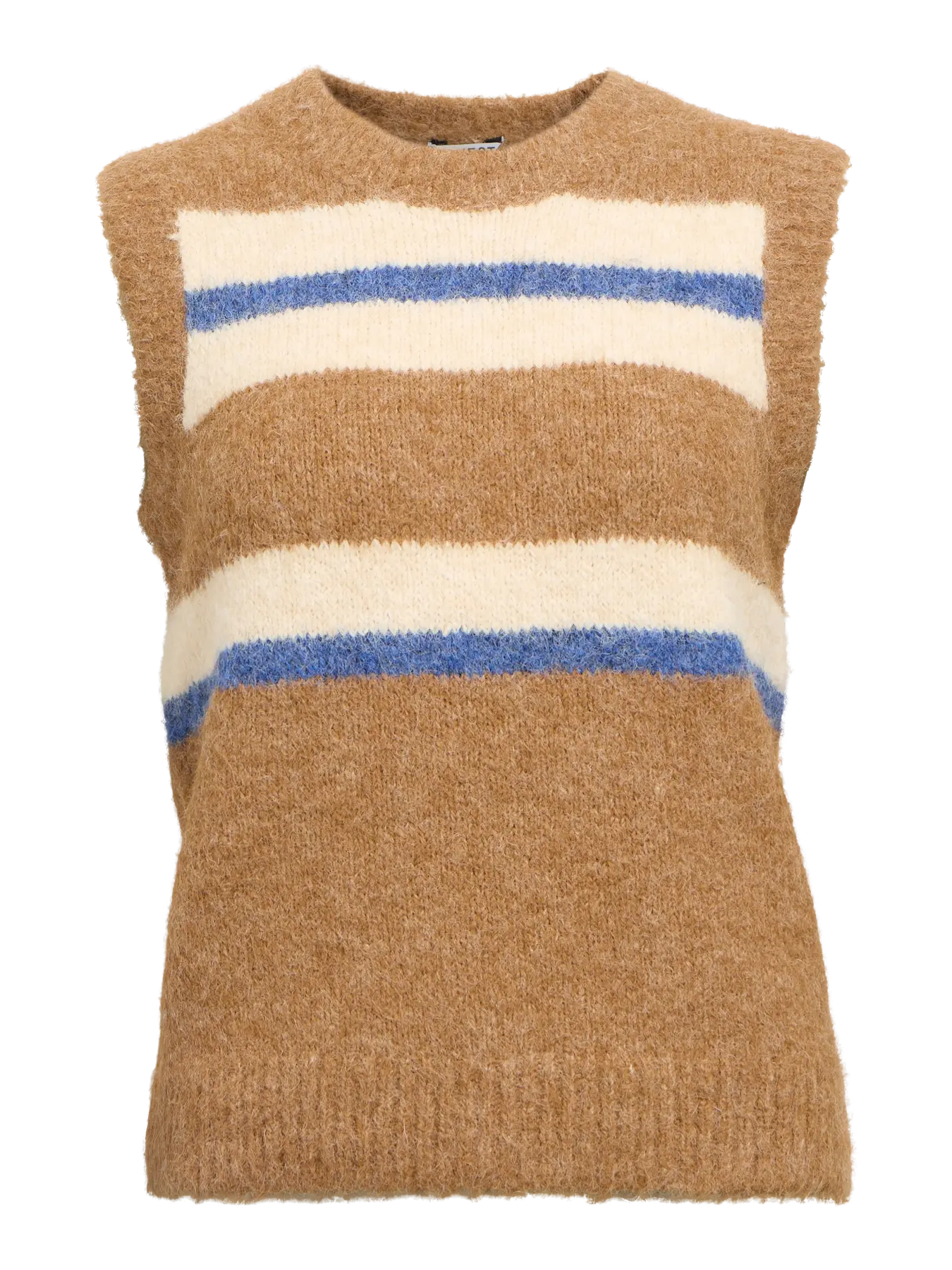 ObjGalia Knit Vest Tannin Stripe