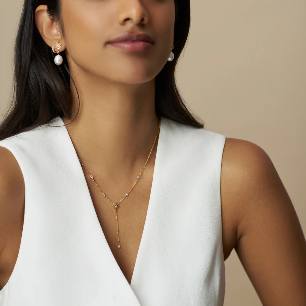 Crystal & Starburst Fine Lariat Necklace 31603