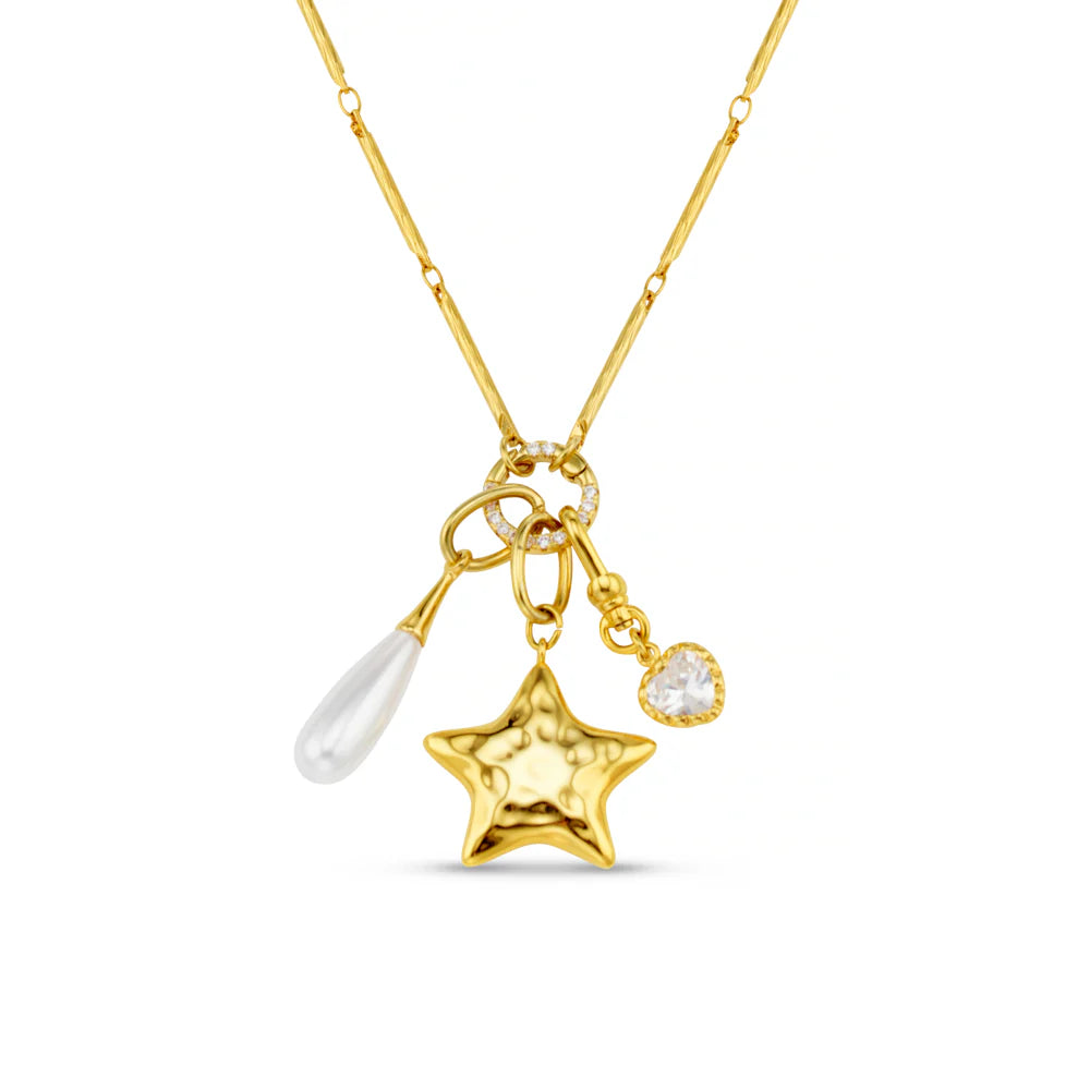 Mixed Charm Long Cluster Necklace 31609