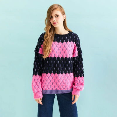 Marissa Knit Navy/Pink Stripes