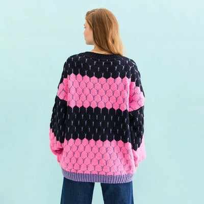 Marissa Knit Navy/Pink Stripes