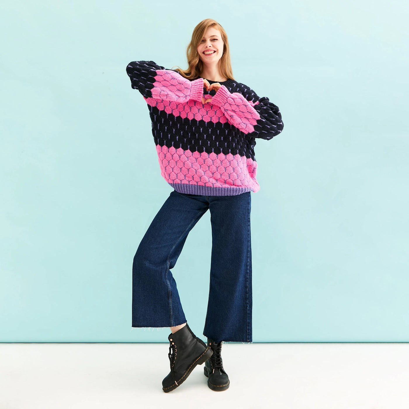 Marissa Knit Navy/Pink Stripes