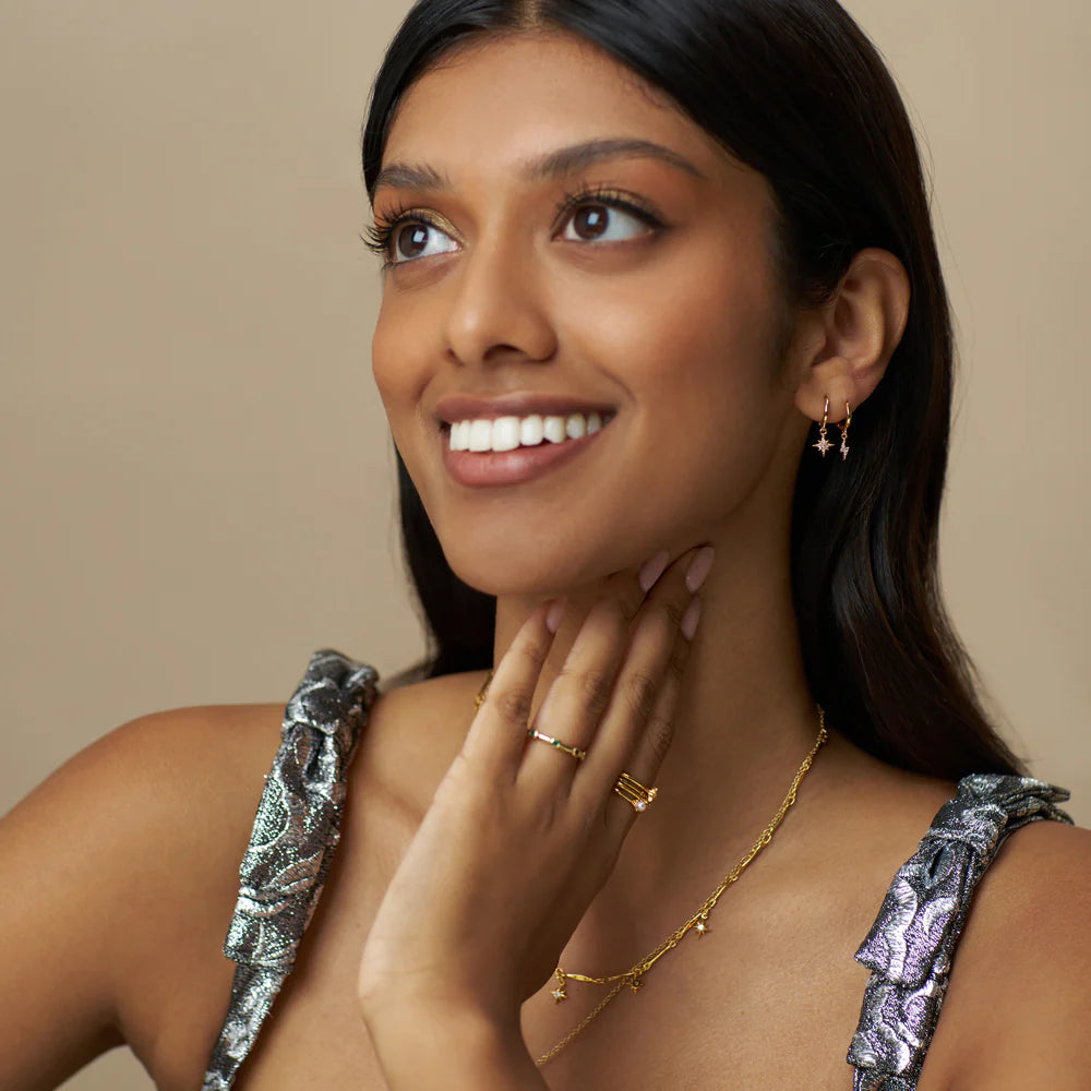 Pavé Starburst Mini Micro Hoop Earrings 31579