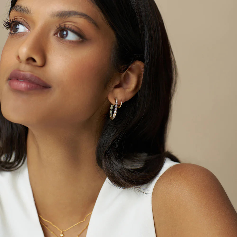 Crystal Tennis Mid-Size Hoop Earrings 31567