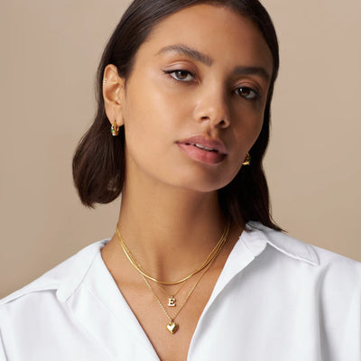 LUXE E Initial Necklace - Gold