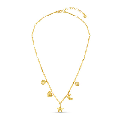 Bar Link & Molten Charm Necklace