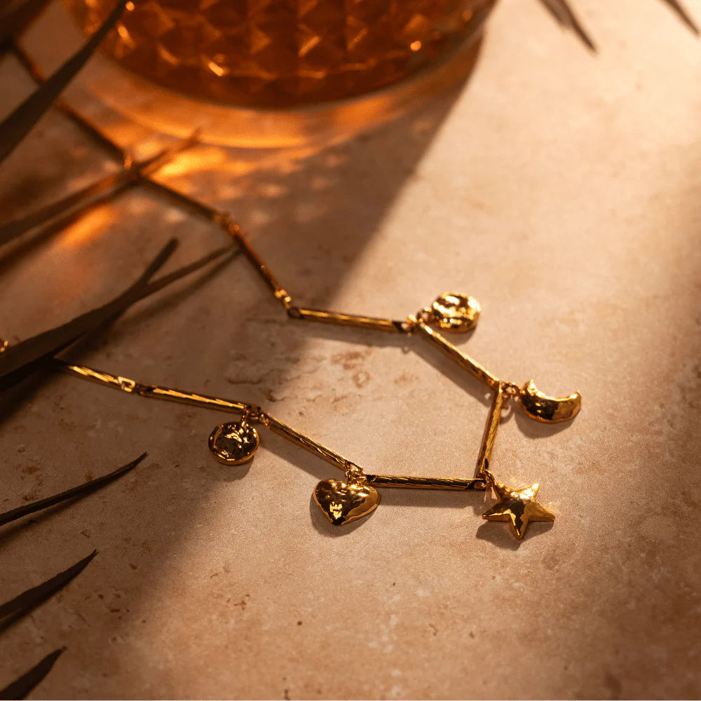 Bar Link & Molten Charm Necklace