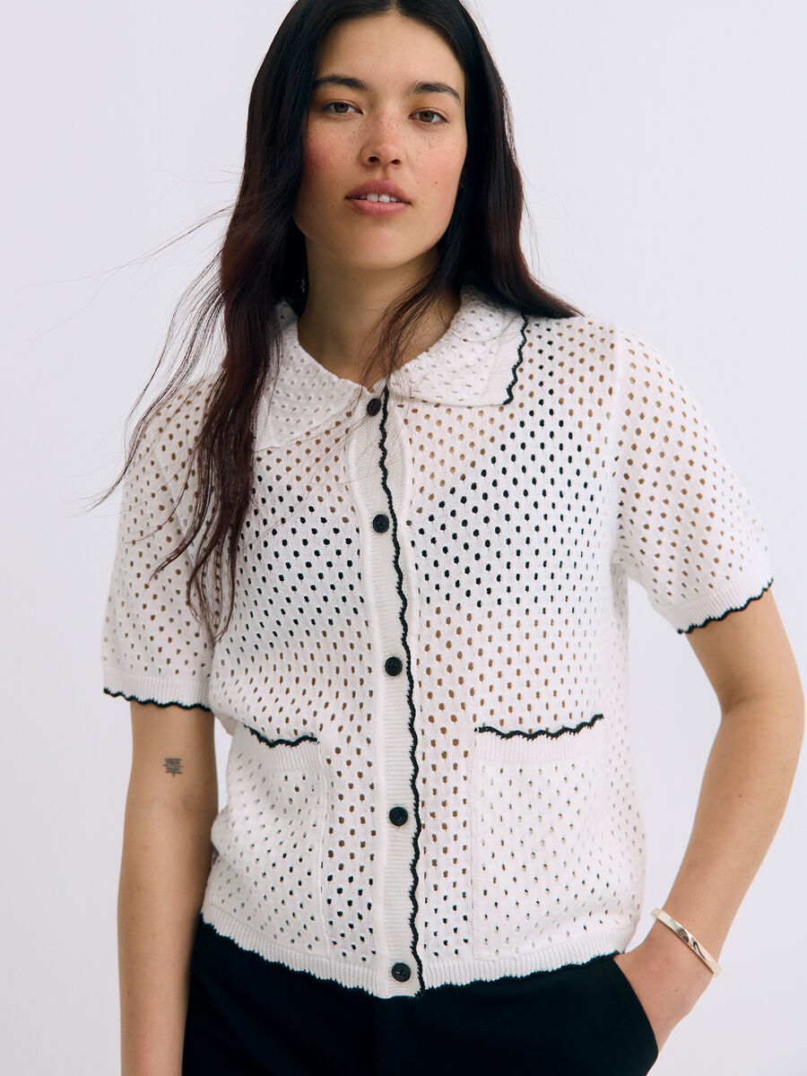 ObjLynel Cardigan Cloud Dancer/Black