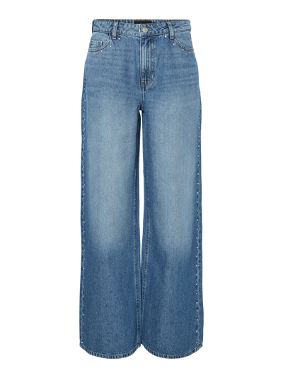 PcMiabell Wide Stud Jeans Medium Blue