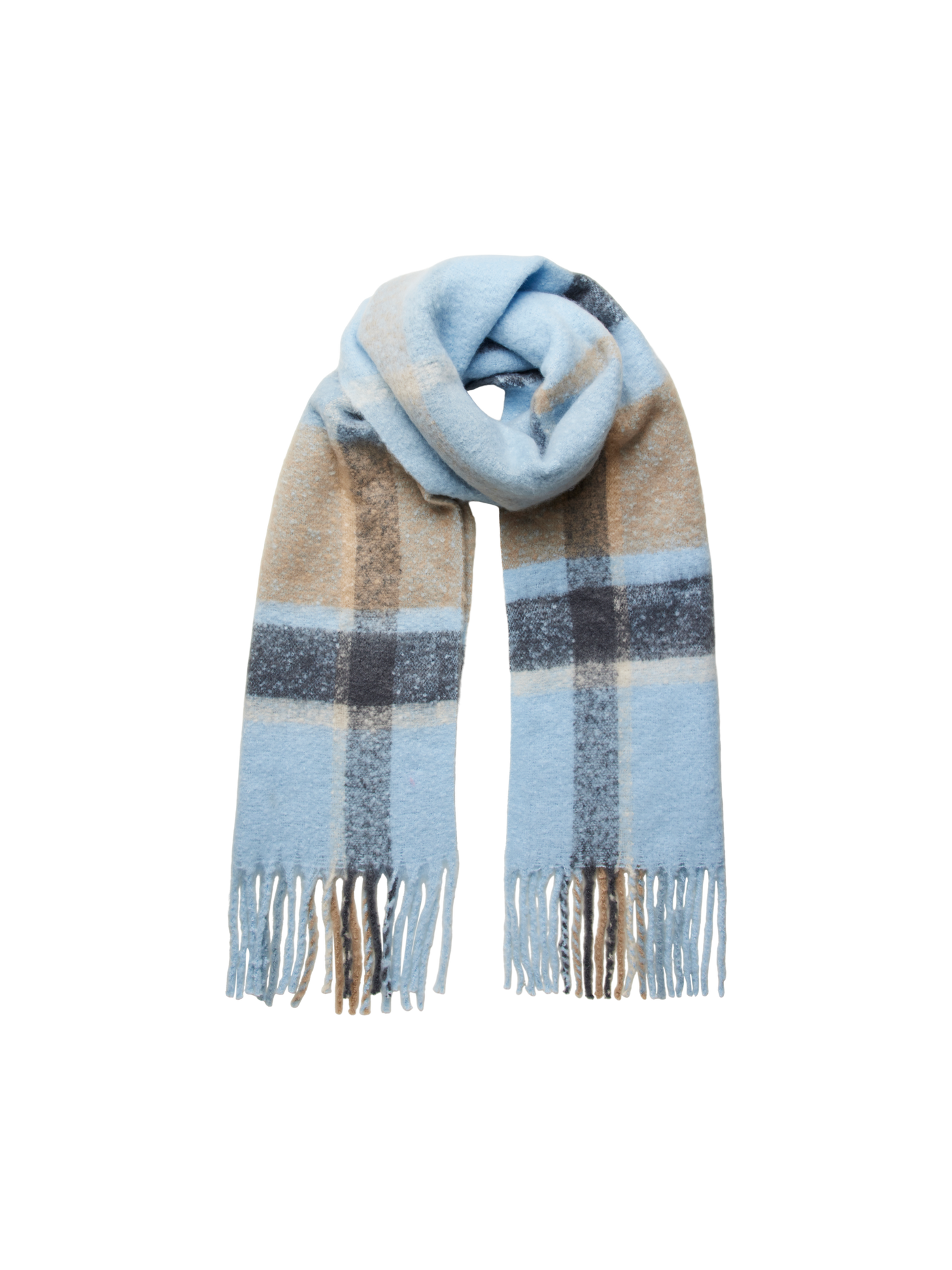 PcBea Long Scarf Airy Blue Check