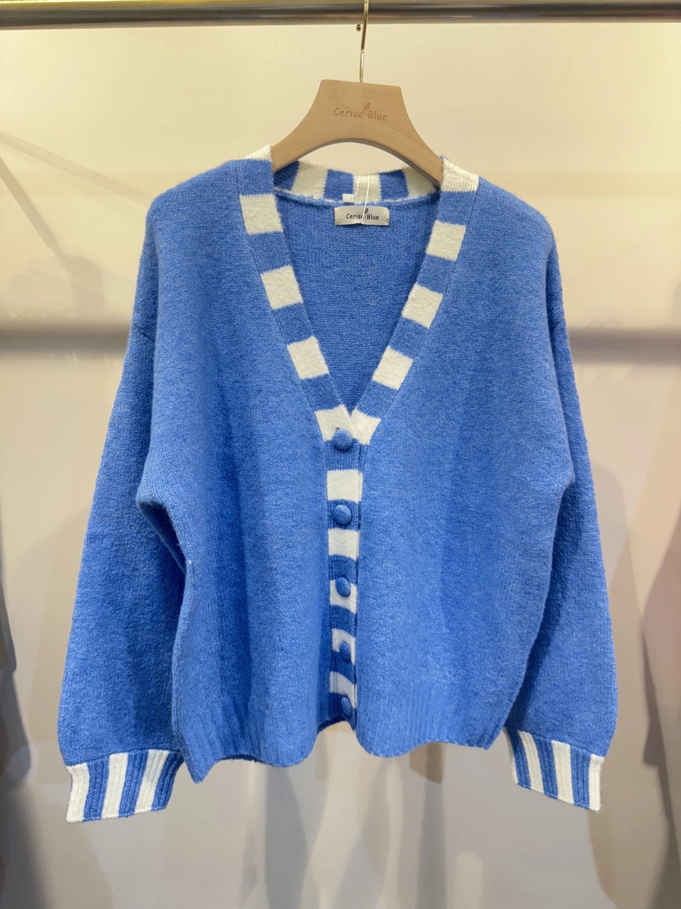 Blue Striped Edge Cardigan