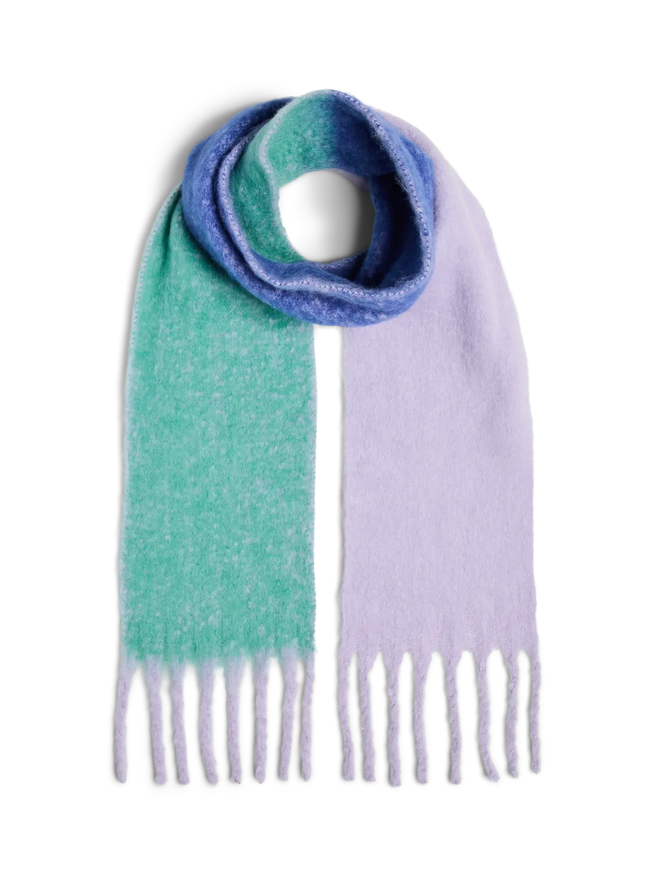 PcBea Narrow Long Scarf Winter Green Colour Blocking