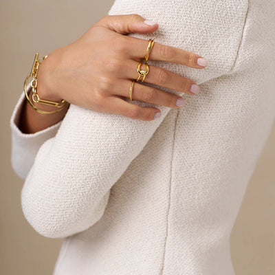 Interlocking Open Adjustable Ring - Gold
