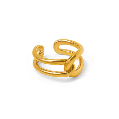 Interlocking Open Adjustable Ring - Gold