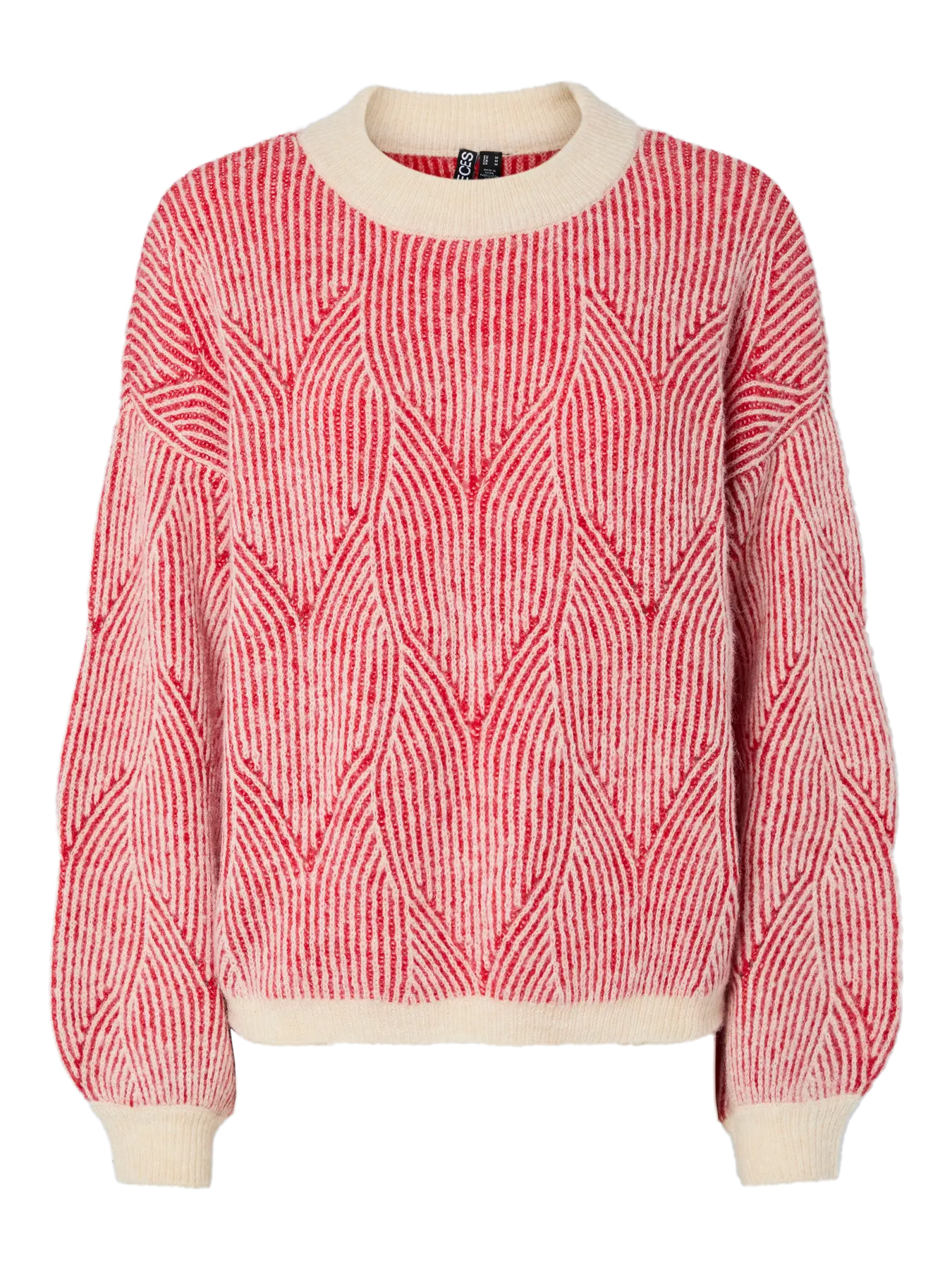 PcJenna O-Neck Knit Whitecap Gray/Goji Berry