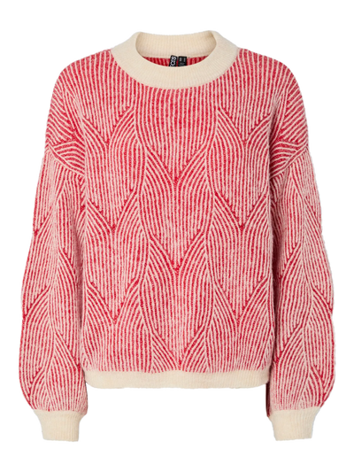 PcJenna O-Neck Knit Whitecap Gray/Goji Berry