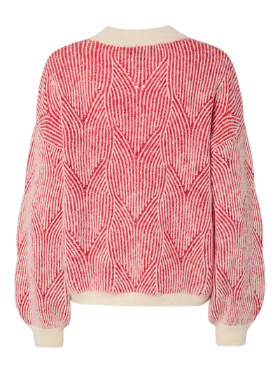 PcJenna O-Neck Knit Whitecap Gray/Goji Berry