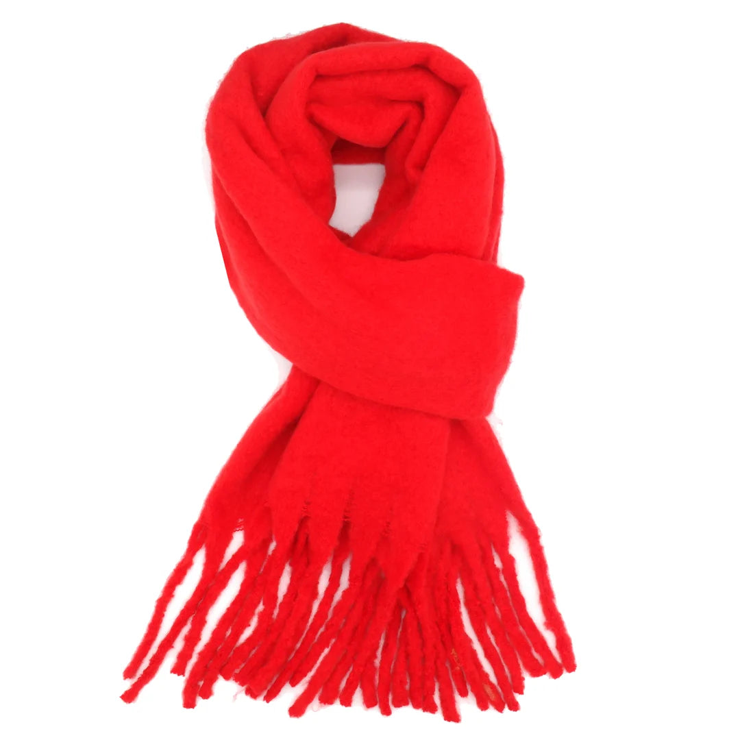 Thick Plain Scarf Red