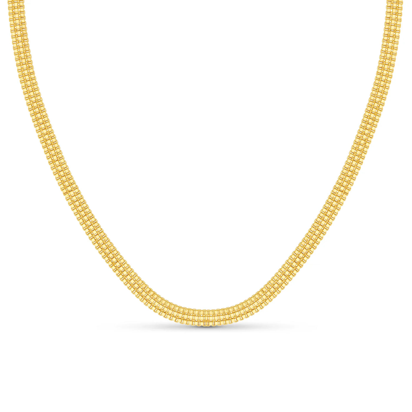 Flat Box Chain Necklace Gold
