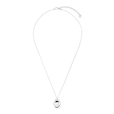 Polished Organic Oval Charm Necklace - Silver