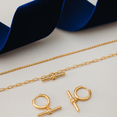 Crystal Detail T-Bar Hoop Earrings 31577