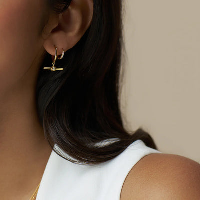 Crystal Detail T-Bar Hoop Earrings 31577