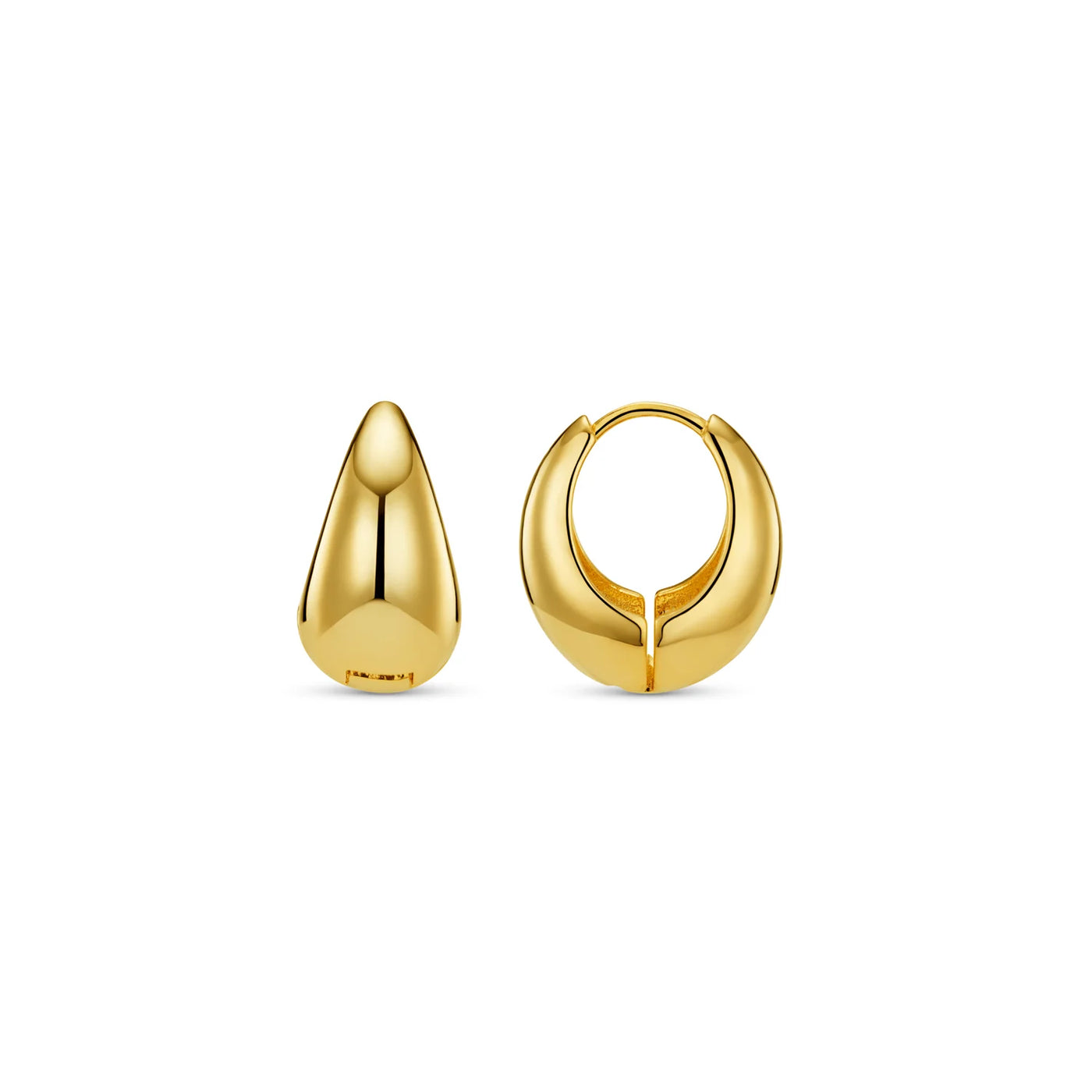 Polished Domed Taper Hoop Earrings - Gold