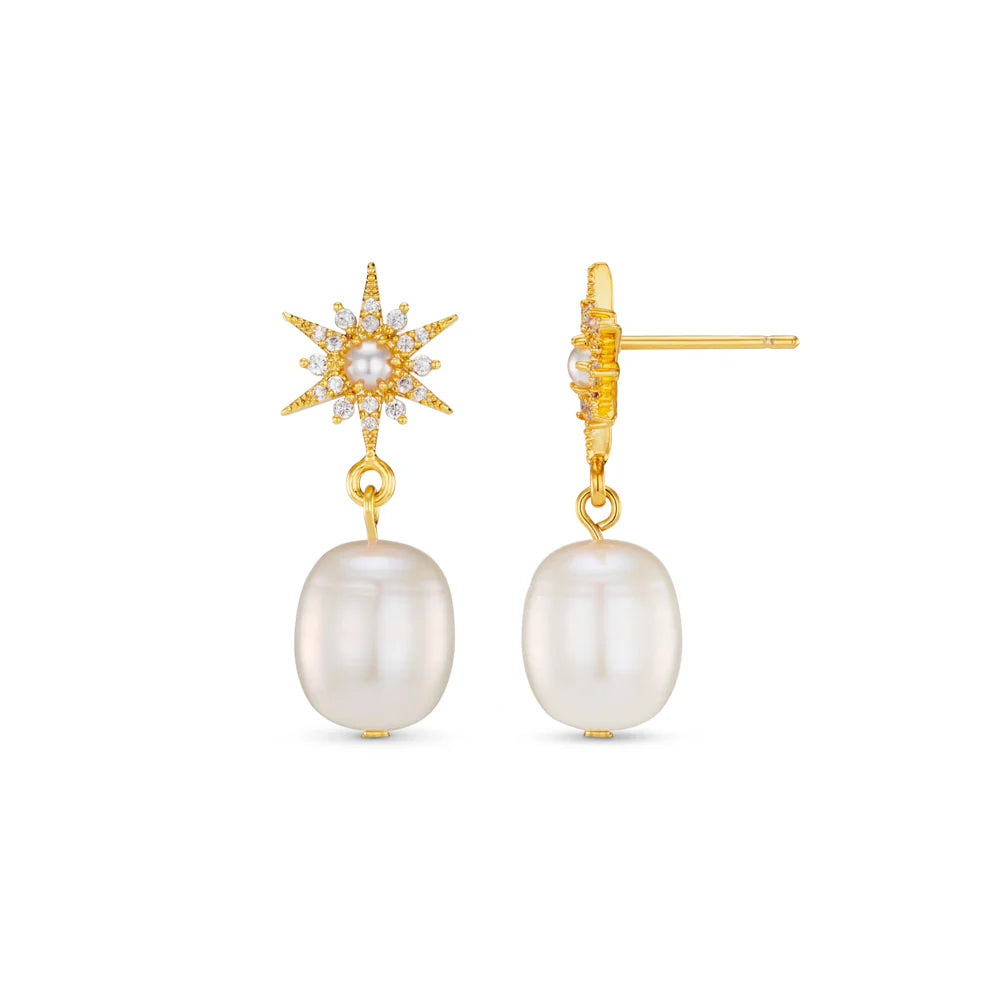 Pavé Starburst & Pearl Drop Earrings 31569
